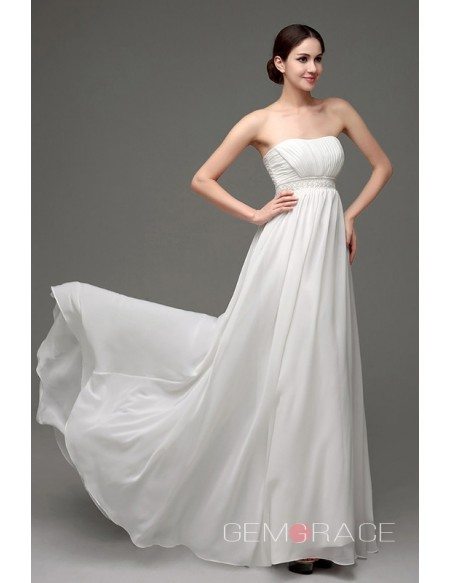 A-line Strapless Floor-length Wedding Dress