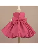 Fuchsia Satin Classic Flower Girl Dress Elegant With Flowers And Bow