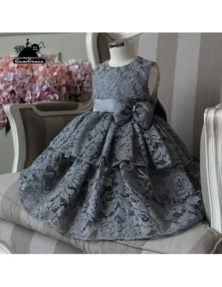 High-end Burgundy Lace Princess Flower Girl Dress Girls Pageant Gown