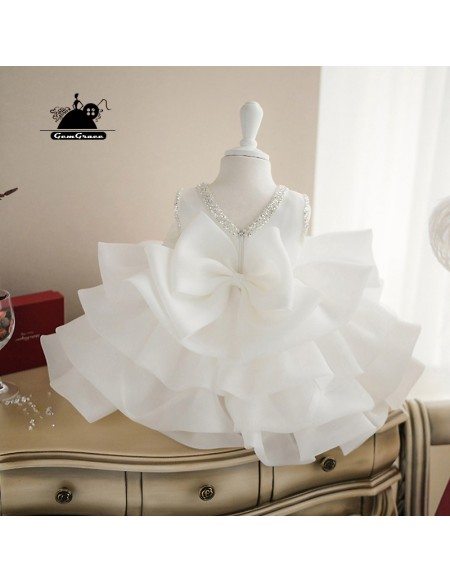 High-end Puffy Princess Ivory Flower Girl Dress Baby Girls Pageant Gown