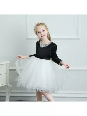 Modern Black And White Tutus Girls Ballet Dress Spring Winter Performance Dress