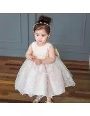 Lovely Blush Pink Lace Poofy Flower Girl Dress Elegant For Weddings