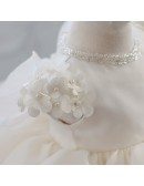Cream White Organza Petals Flower Girl Dress Toddler Baby Pageant Gown