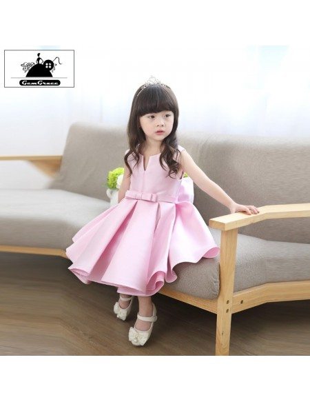 Simple Chic Satin Couture Flower Girl Dress Short For Weddings