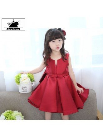 Simple Chic Satin Couture Flower Girl Dress Short For Weddings