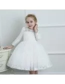 Couture White Lace Long Sleeve Flower Girl Dress Wedding Dress Ballgown High Quality
