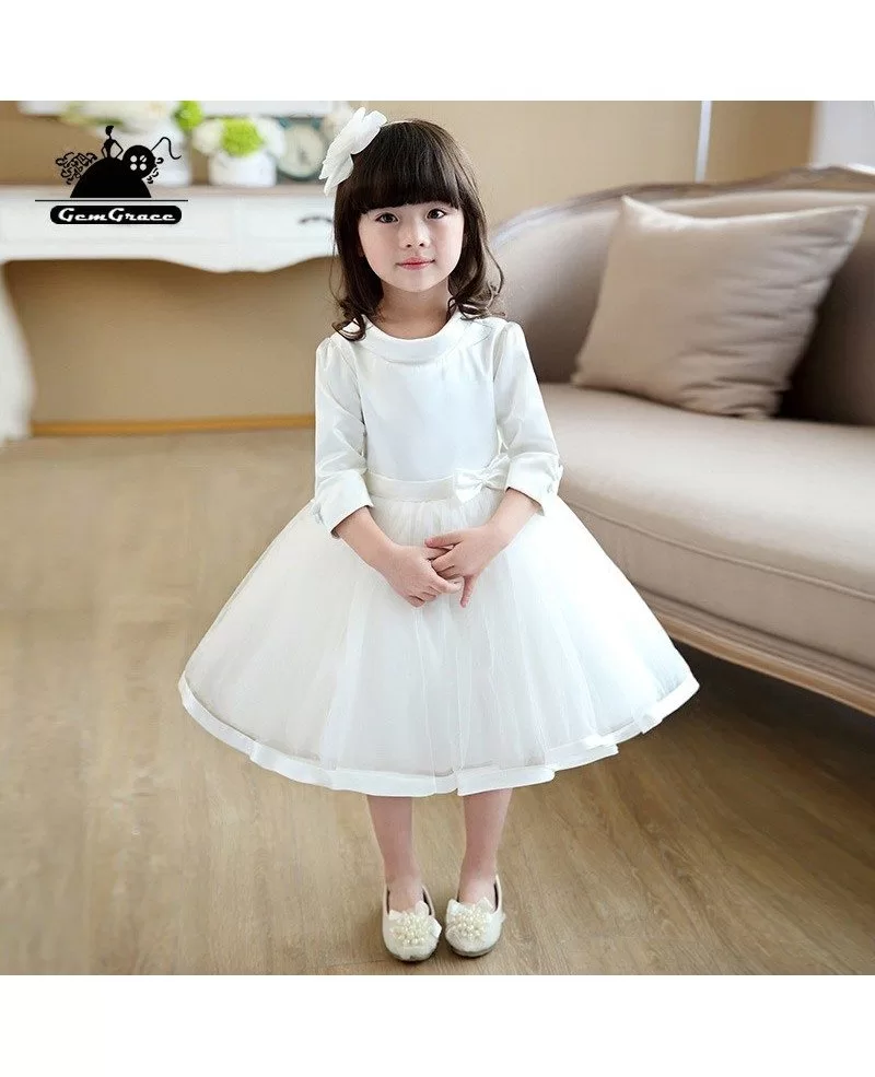 Unique Round Neck Princess Flower Girl Pageant Dress With Sleeves # ...