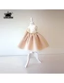 Vintage Champagne Princess Couture Flower Girl Dress Toddler Girls Pageant Gown