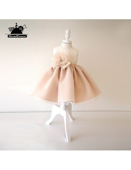 Vintage Champagne Princess Couture Flower Girl Dress Toddler Girls Pageant Gown