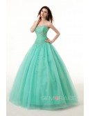 Princess Ballgown Beaded Sweetheart Long Tulle Prom Dress