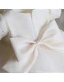 High-end Beaded Ivory Puffy Flower Girl Dress Pageant Gown With Sleeves