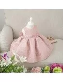Blush Pink Lace Flower Girl Dress With Bow Toddler Girls Pageant Gown