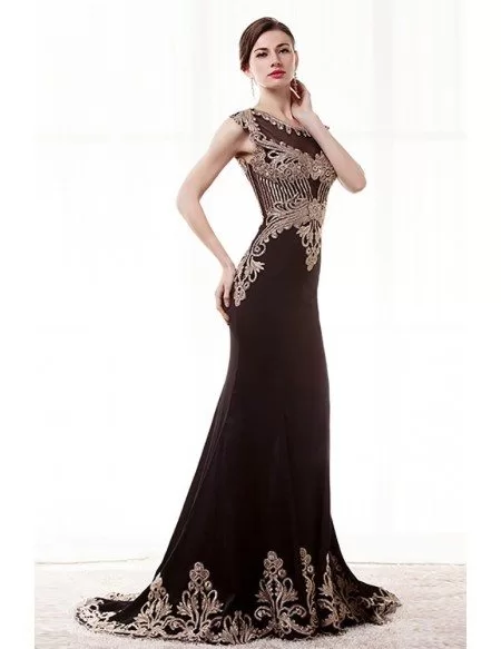 Vintage Mermaid Fitted Formal Dress With Applique Lace #H76068 ...