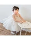 Couture White Princess Flower Girl Dress Ballgown Toddler Pageant Gown