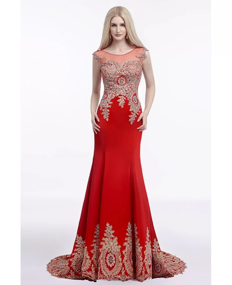red fit and flare prom dress