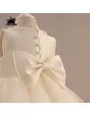 Cream White Tulle Beaded Flower Girl Dress Ballet Performance Pageant Gown