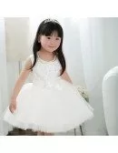 Pure White Sequined Tutu Girls Pageant Dress Wedding Flower Girl Dress