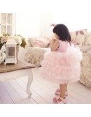 Pink Super Puffy Girls Pageant Dress Ballet Performance Party Dress High Quality