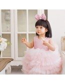 Pink Super Puffy Girls Pageant Dress Ballet Performance Party Dress High Quality