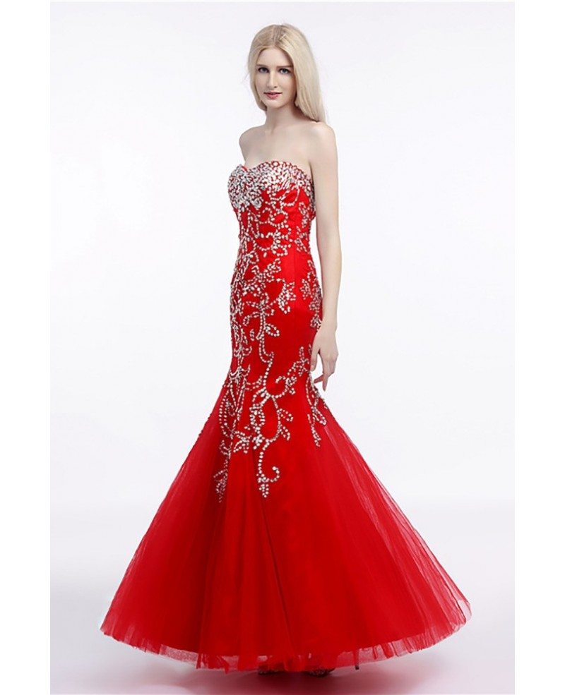 Beautiful Petite Fitted Red Prom Dress Long With Shiny Sequins #H76072 ...