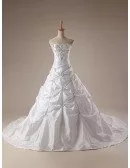 Train Length Embroidered Taffeta Strapless Wedding Dress
