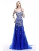 Elegant Fit And Flare Formal Dress Royal Blue With Shiny Crystals # ...