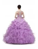 Ball Gown Lilac Prom Dress With Beading Straps For Teens
