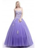 Corset Ball Gown Lavender Prom Dress With Lace Beading Bodice