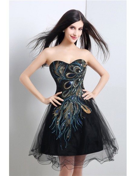 Special Black Short Embroidery Homecoming Dress For Juniors