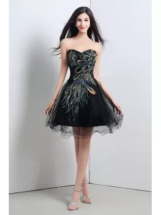 Special Black Short Embroidery Homecoming Dress For Juniors
