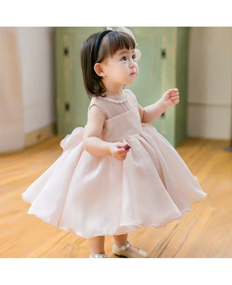Blush Pink Cute Puffy Flower Girl Dress Baby Toddler Pageant Gown #TG7082 - GemGrace.com