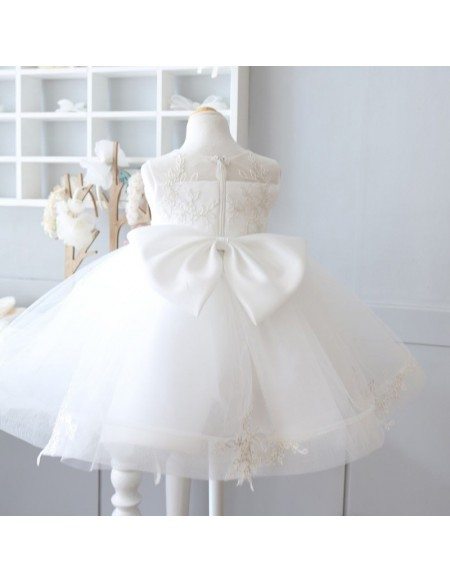 Couture White Princess Flower Girl Wedding Dress Tulle Ballgown Pageant Dress