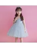 Grey Short Tutu Flower Girl Dress Tulle For Weddings Teens