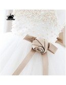 Ivory Short Tulle Beaded Flower Girl Dress Tutus Wedding Dress For Girls