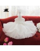 Couture Puffy White Tutu Girls Wedding Dress Performance Pageant Gown