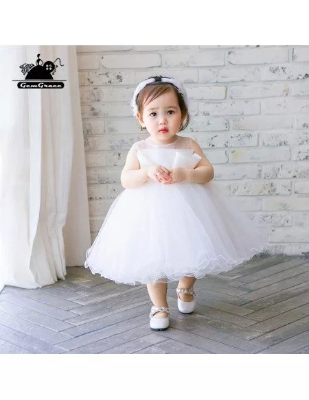 Super Cute White Flower Girl Tutu Dress Toddler Kids Pageant Gown