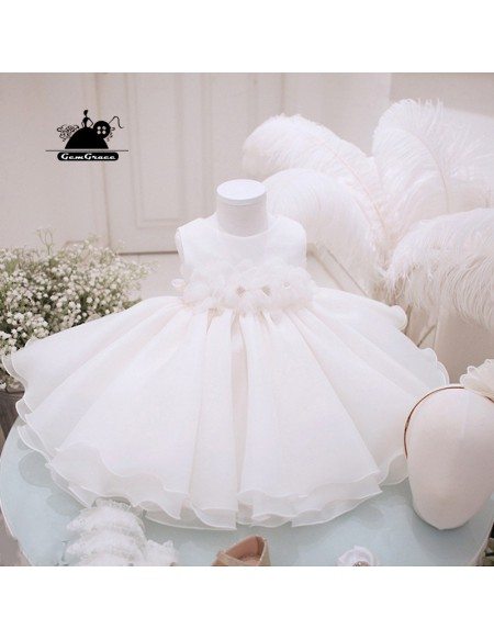 Girls Formal White Ballgown Wedding Dress Flower Girl Pageant Gown