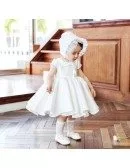 Vintage Baby Collar Princess Flower Girl Dress With Sleeves Couture Pageant Gown