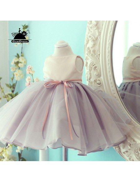 Elegant Grey Tulle Flower Girl Dress Country Weddings Pageant Gown