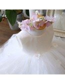 White Lace And Tulle Princess Flower Girl Dress Toddler Party Dress