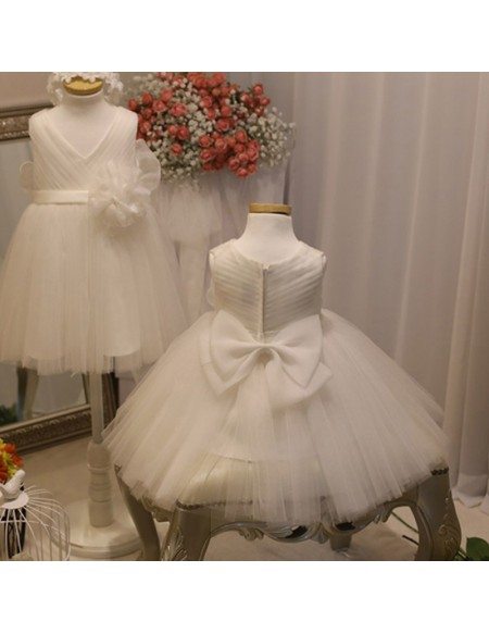 Designer Puffy White Tulle Flower Girl Dress Tutus Pageant Gown