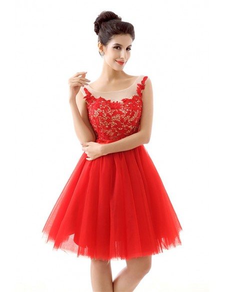Unique Short Red Homecoming Prom Dress With Lace Beading Top #H76097 ...