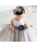 Light Grey Organza Baby Flower Girl Dress Toddler Formal Dress