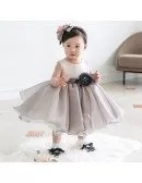 Light Grey Organza Baby Flower Girl Dress Toddler Formal Dress