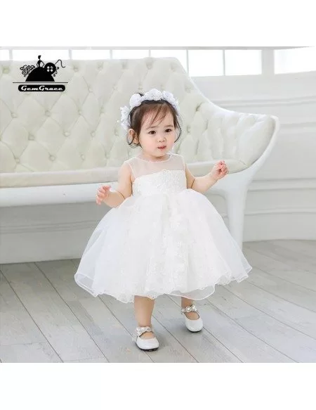 Couture Pure White Princess Flower Girl Dress Tutus Dress
