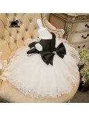 Vintage Couture Black And White Flower Girl Dress Tutu Party Dress