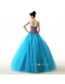 Blue Ballgown Long Tulle Two-Tone Colored Formal Dress
