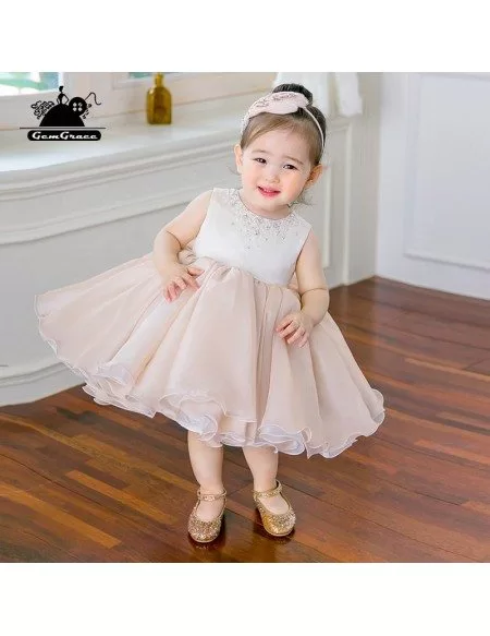 Couture Blush Pink Puffy Flower Girl Dress Sleeveless For Toddler Girls