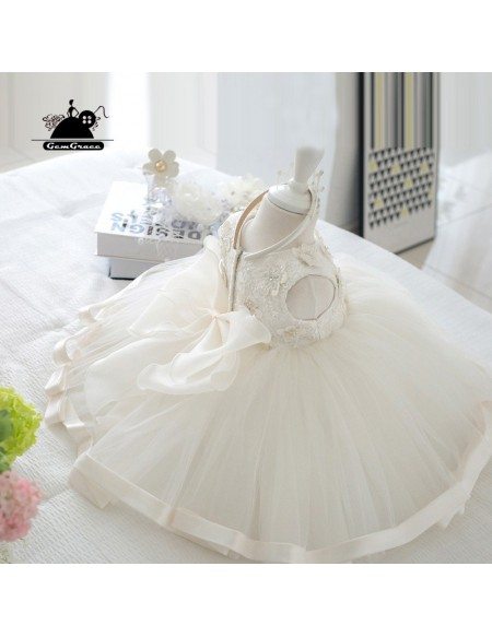 White Princess Ballgown Flower Girl Wedding Dress Couture Pageant Gown
