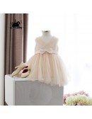 Elegant Champagne Tulle Flower Girl Dress For Summer Weddings With Sash
